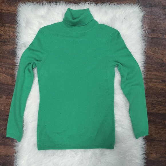 John Lewis Green Soft Cashmere Turtleneck Pullover Sweater Women's Size 8 - Picture 5 of 12